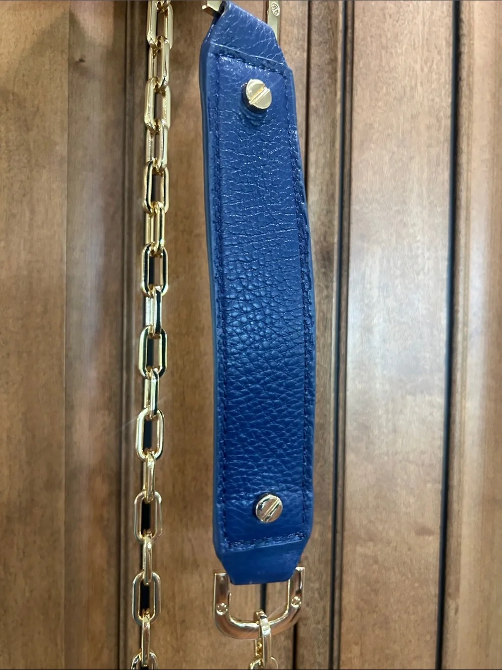 Tory Burch Royal Blue Leather Crossbody with Gold Chain